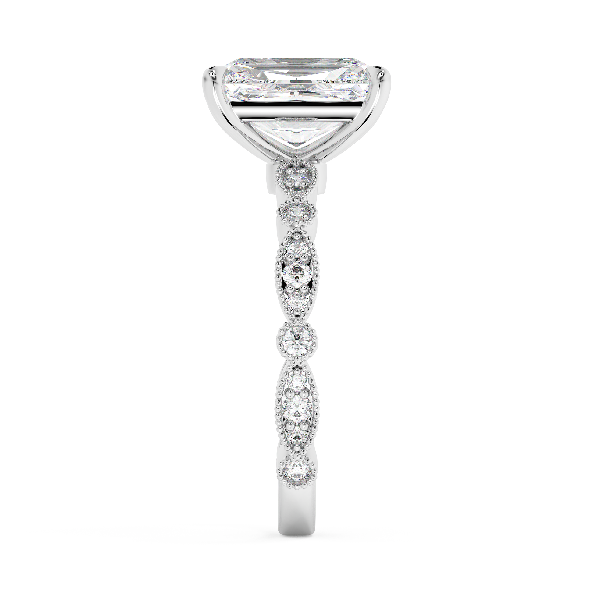 Emerald Solitaire Lab Grown Diamond Engagement Ring