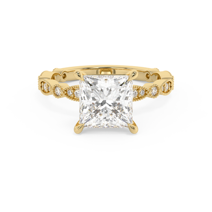Emerald Solitaire Lab Grown Diamond Engagement Ring