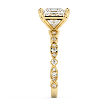 Emerald Solitaire Lab Grown Diamond Engagement Ring
