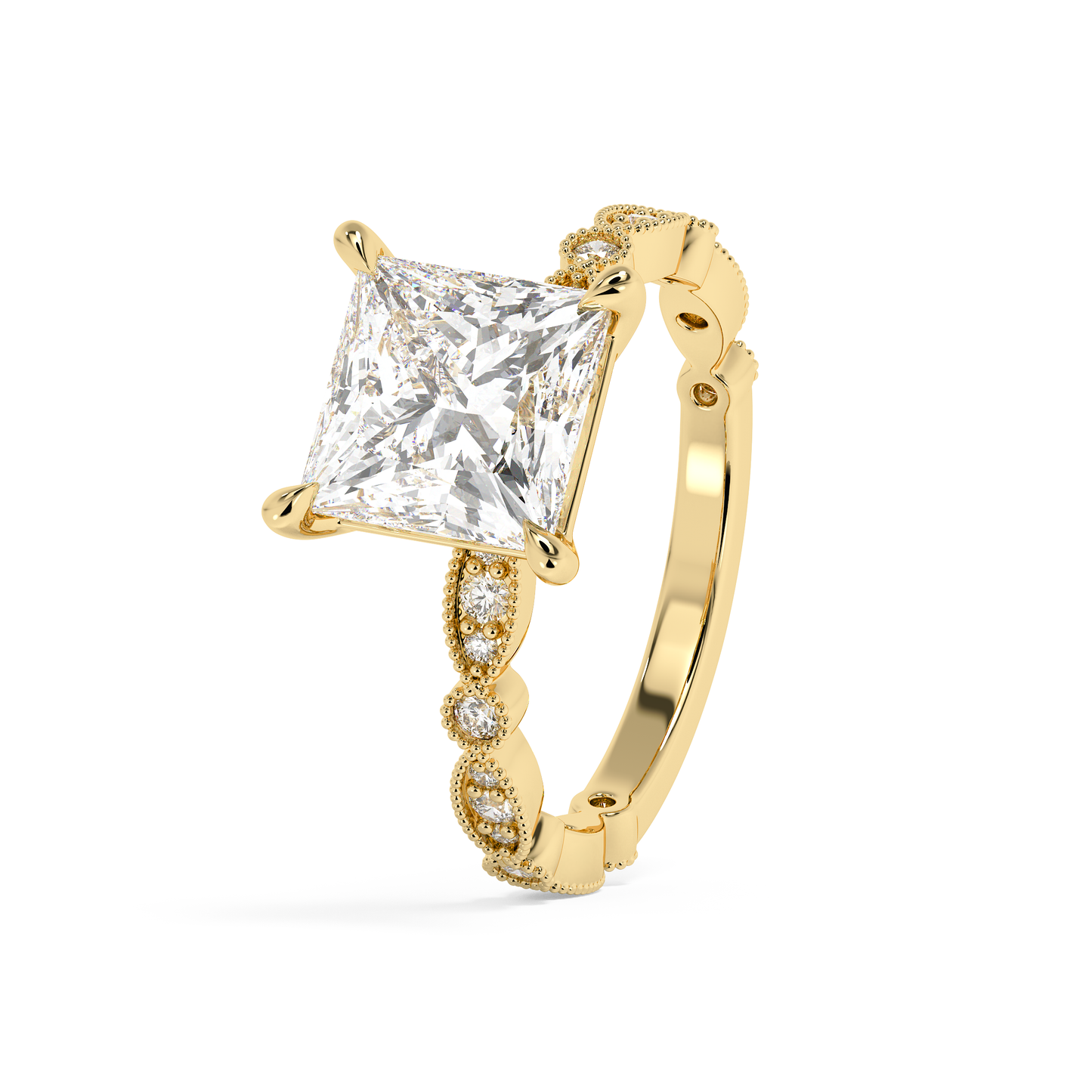 Emerald Solitaire Lab Grown Diamond Engagement Ring
