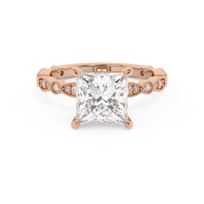 Emerald Solitaire Lab Grown Diamond Engagement Ring