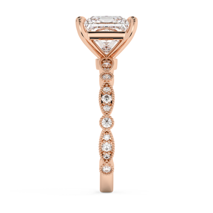Emerald Solitaire Lab Grown Diamond Engagement Ring