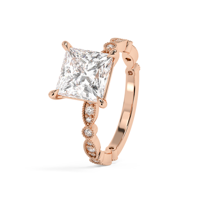 Emerald Solitaire Lab Grown Diamond Engagement Ring