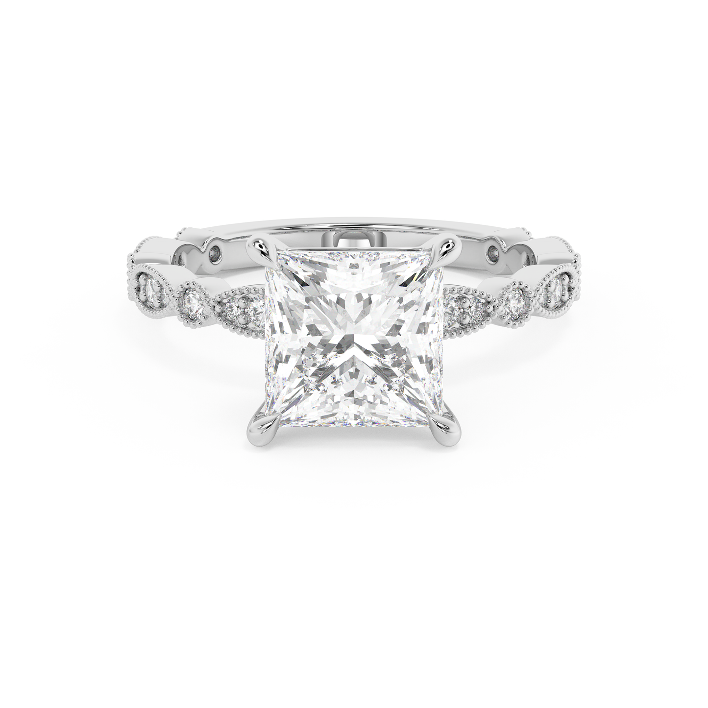 Emerald Solitaire Lab Grown Diamond Engagement Ring