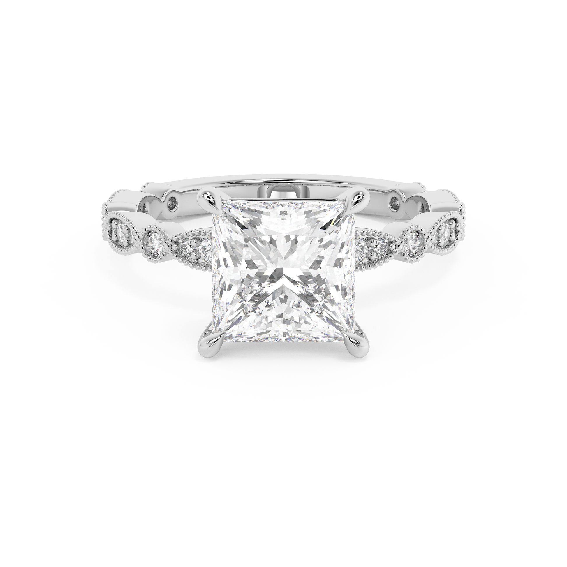 Emerald Solitaire Lab Grown Diamond Engagement Ring