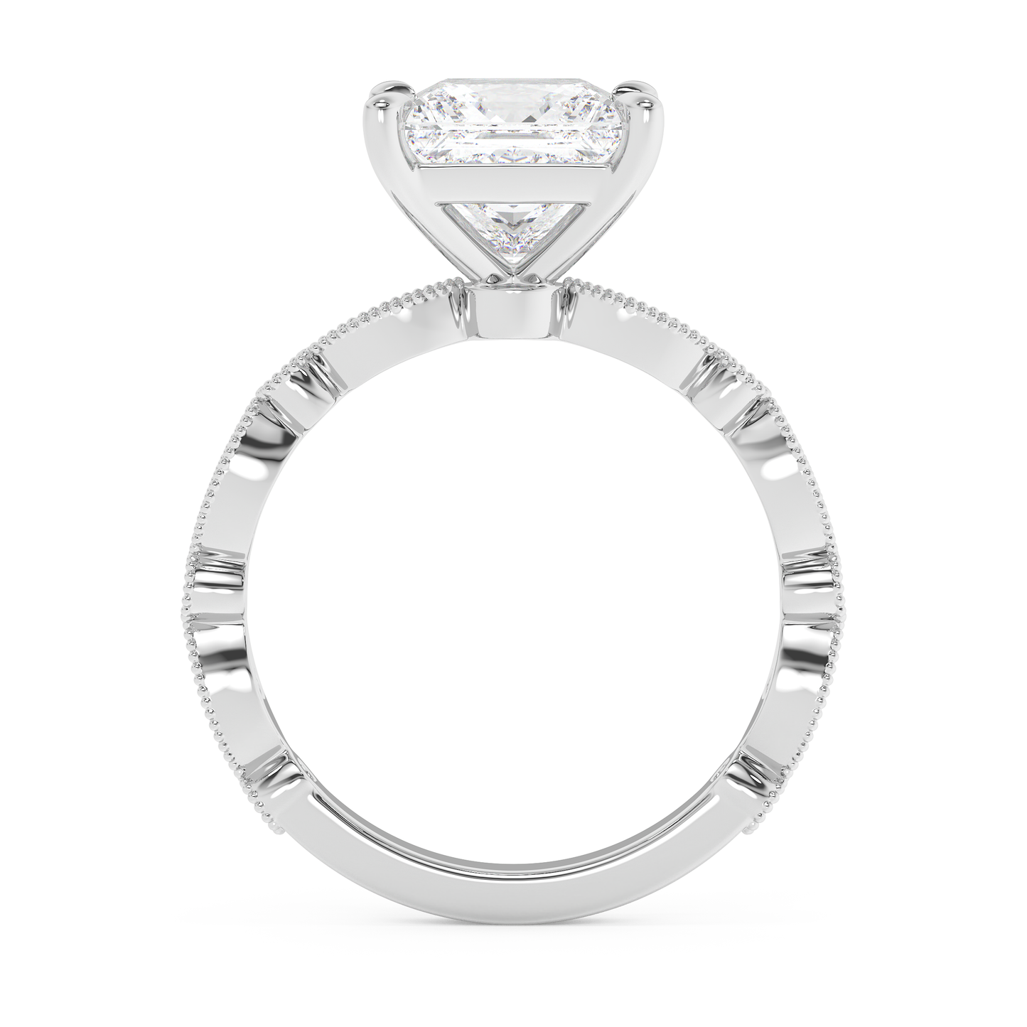 Emerald Solitaire Lab Grown Diamond Engagement Ring