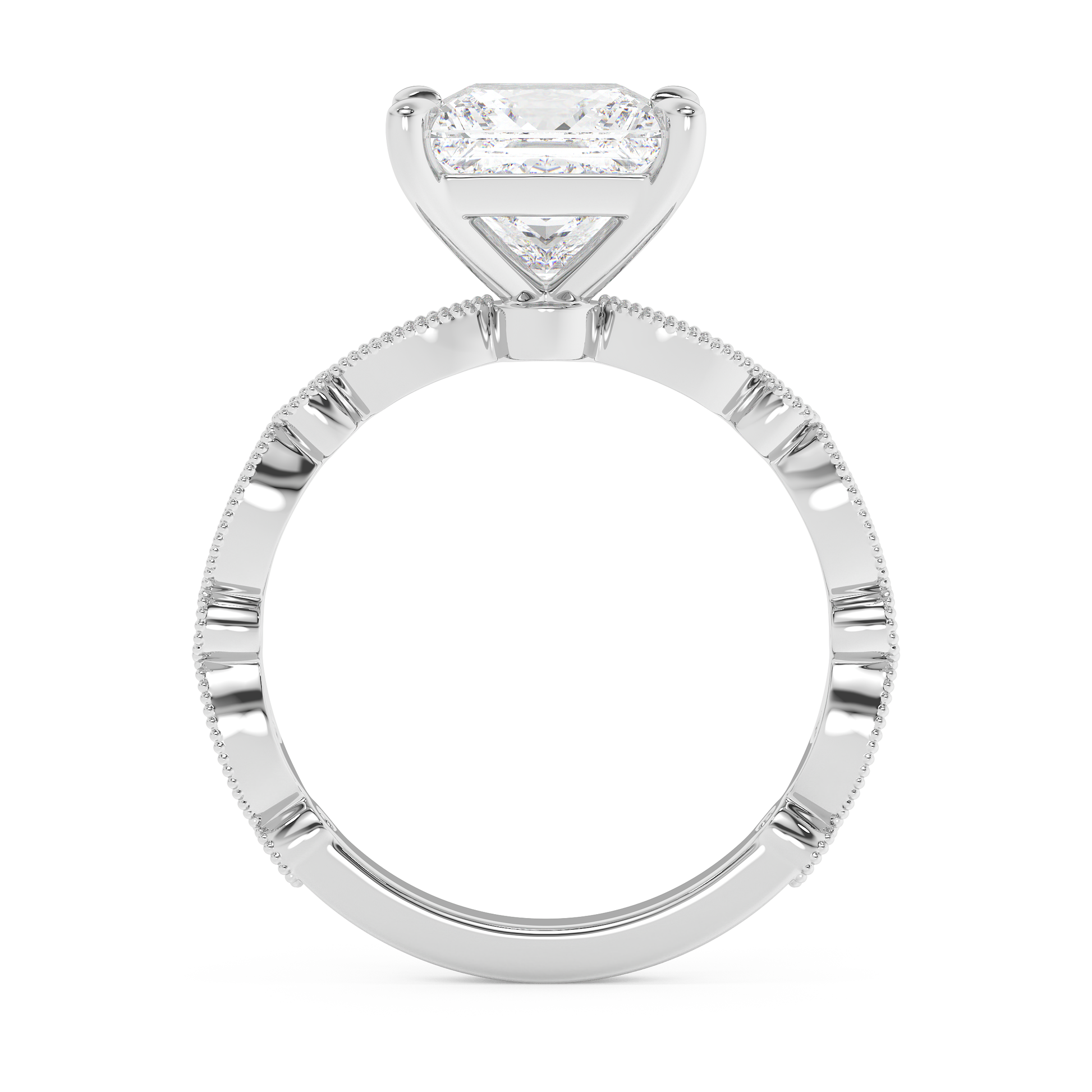 Emerald Solitaire Lab Grown Diamond Engagement Ring