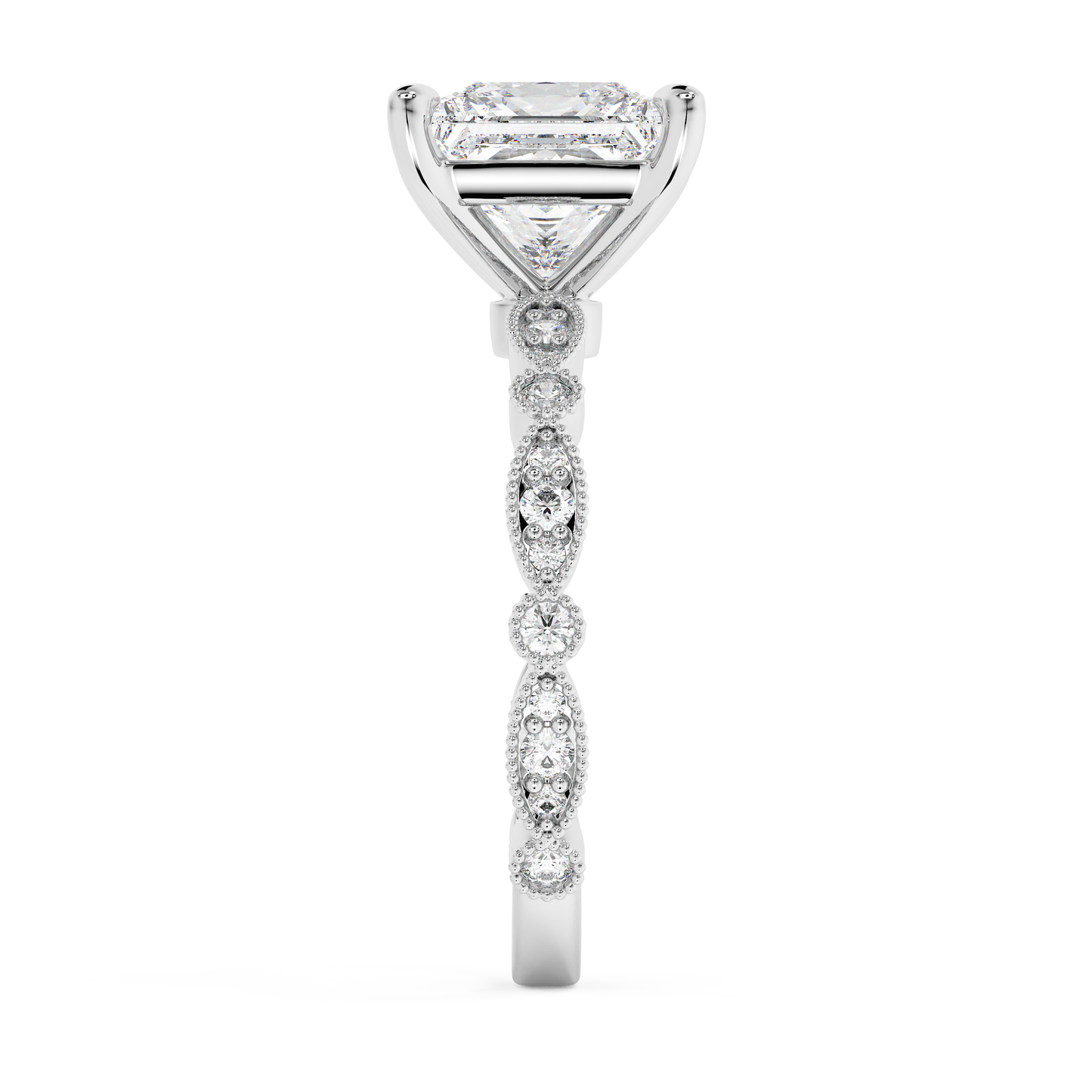 Emerald Solitaire Lab Grown Diamond Engagement Ring