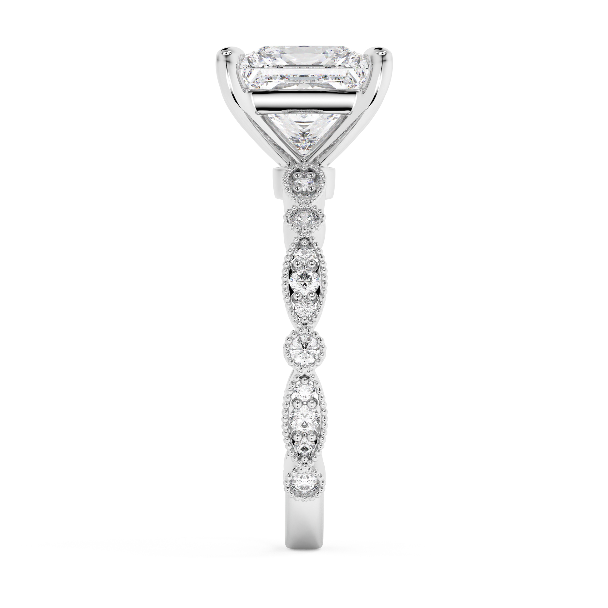 Emerald Solitaire Lab Grown Diamond Engagement Ring