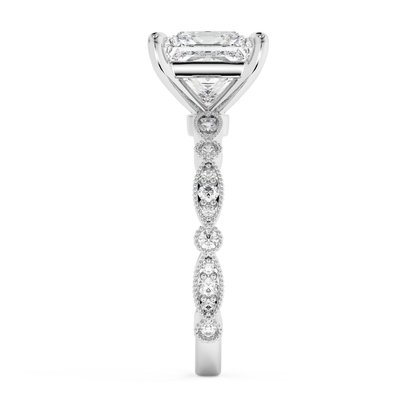 Emerald Solitaire Lab Grown Diamond Engagement Ring