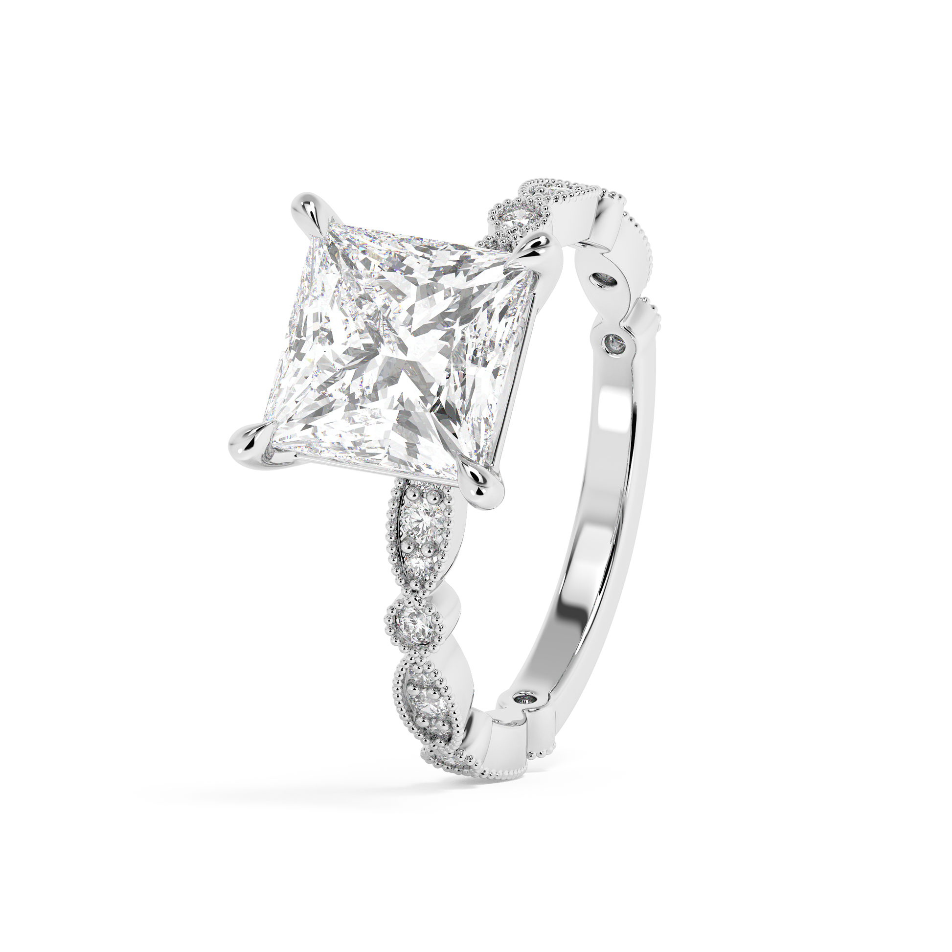 Emerald Solitaire Lab Grown Diamond Engagement Ring