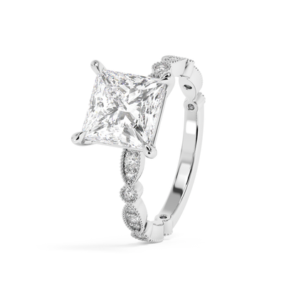 Emerald Solitaire Lab Grown Diamond Engagement Ring