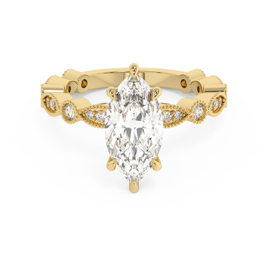 Emerald Solitaire Lab Grown Diamond Engagement Ring
