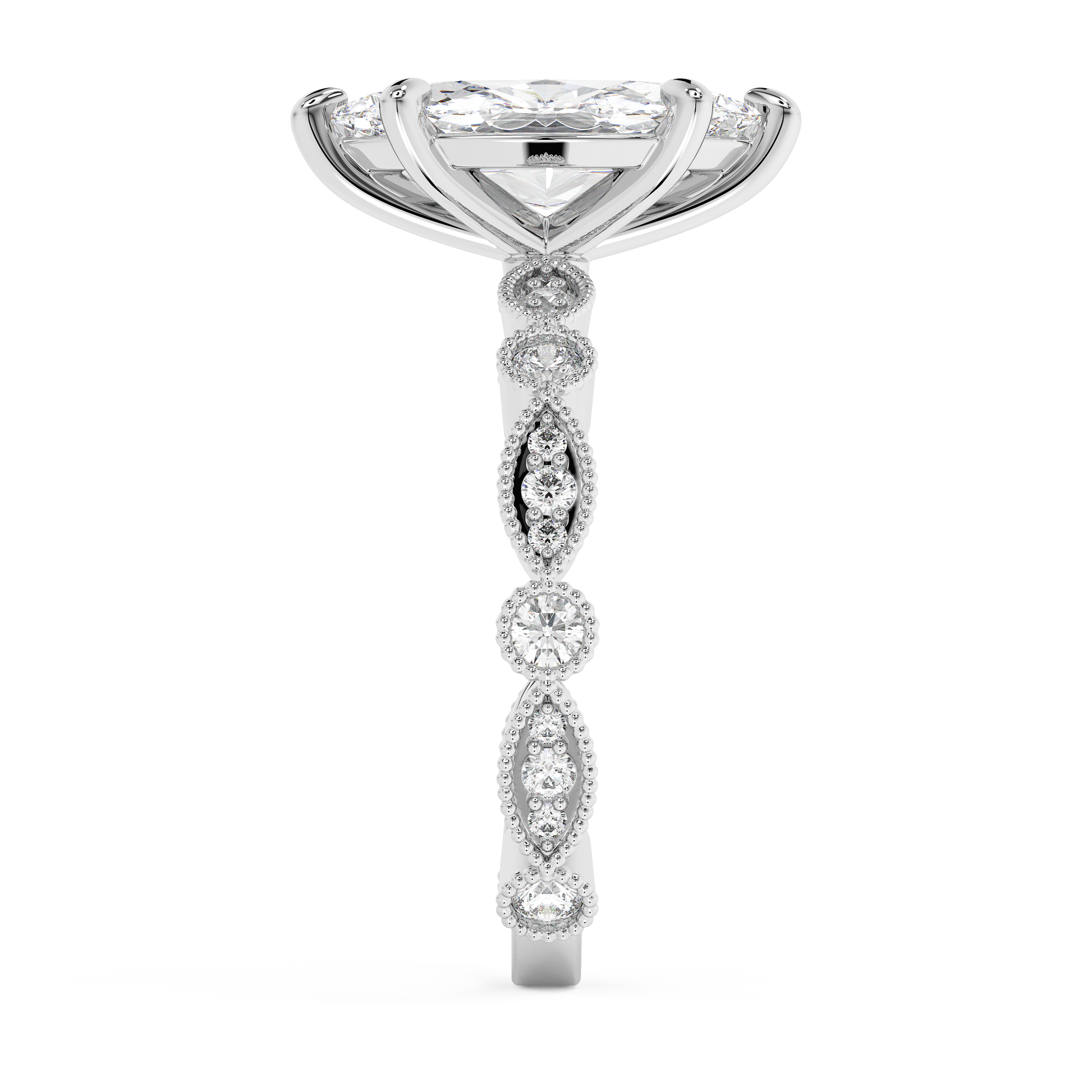 Emerald Solitaire Lab Grown Diamond Engagement Ring