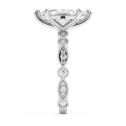 Emerald Solitaire Lab Grown Diamond Engagement Ring
