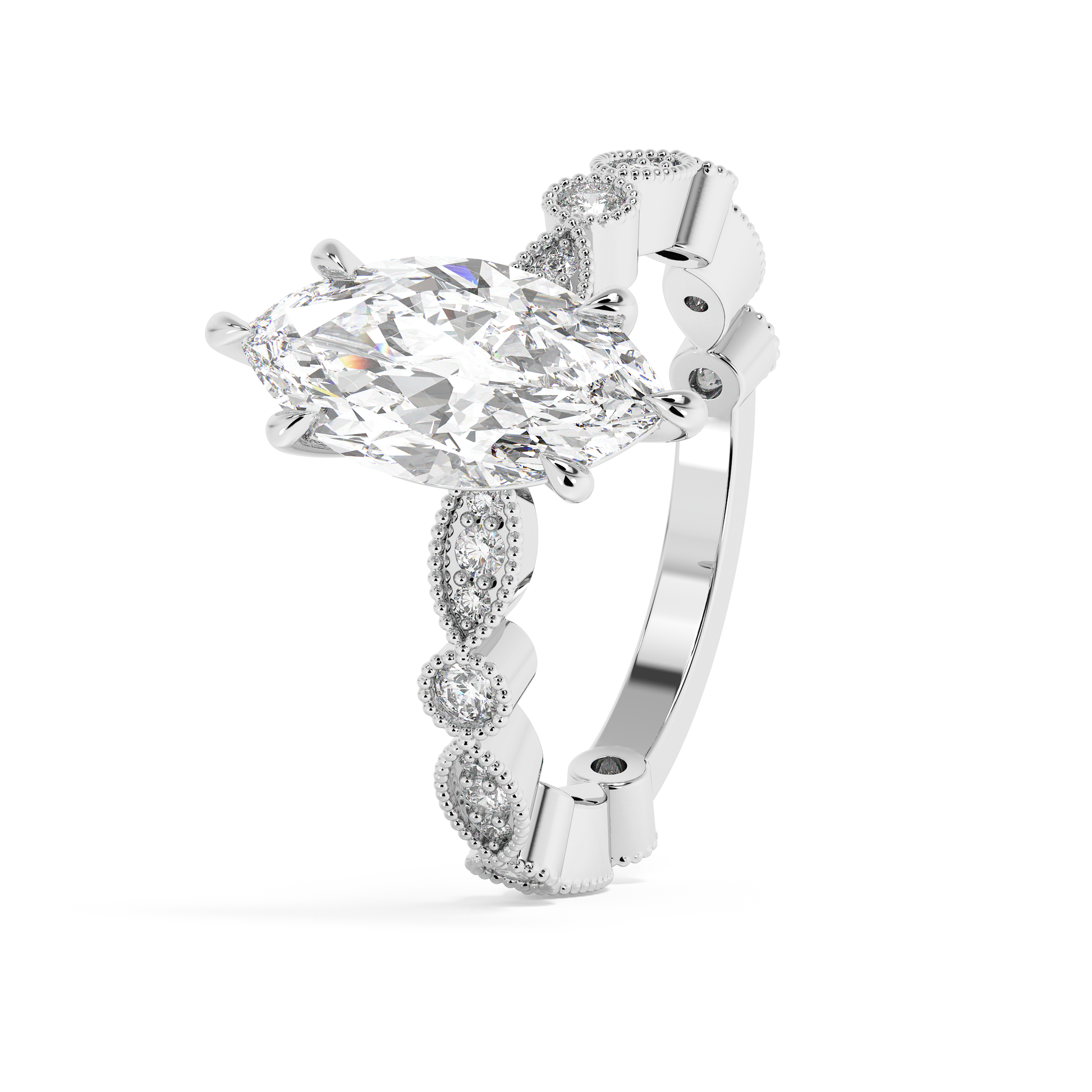 Emerald Solitaire Lab Grown Diamond Engagement Ring
