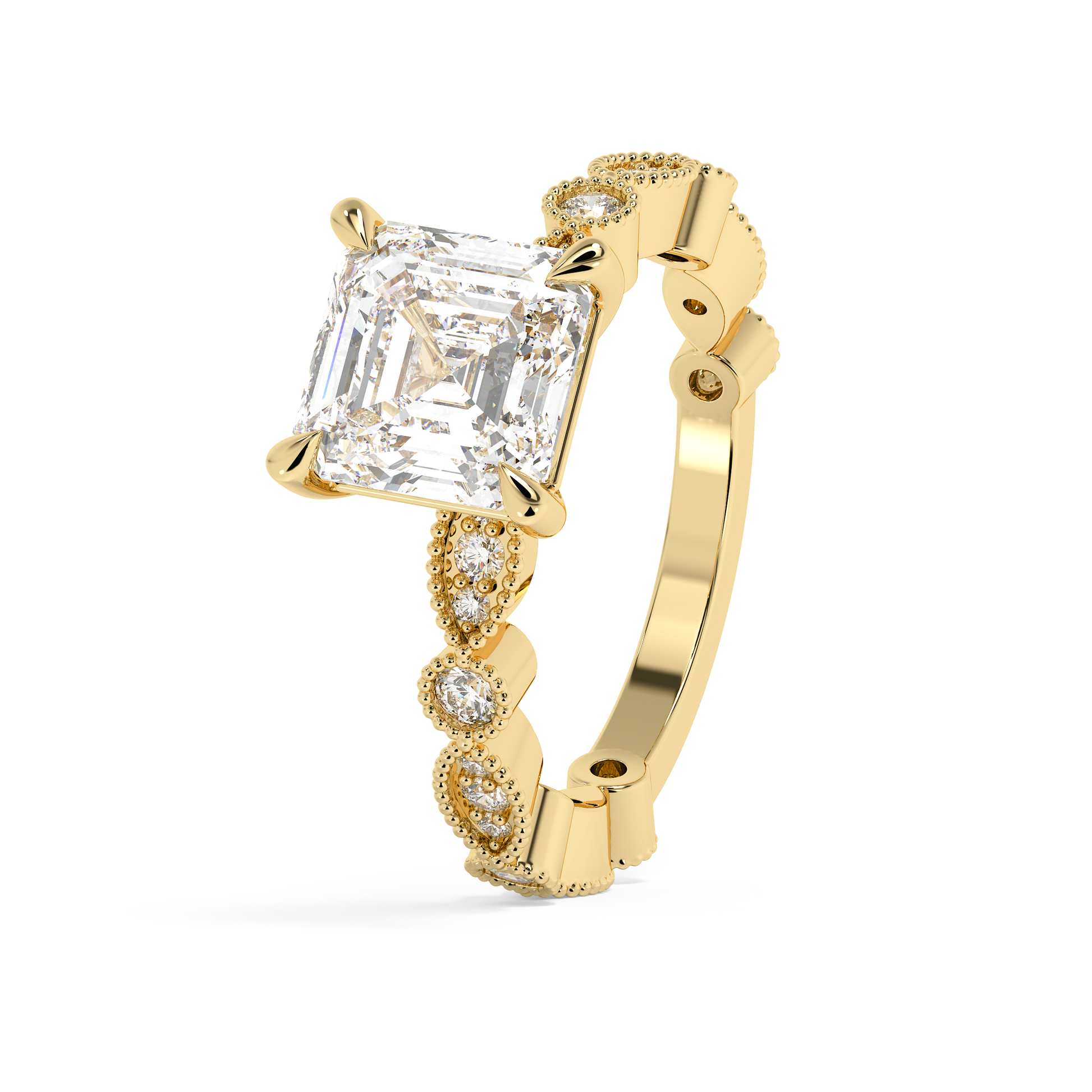 Emerald Solitaire Lab Grown Diamond Engagement Ring
