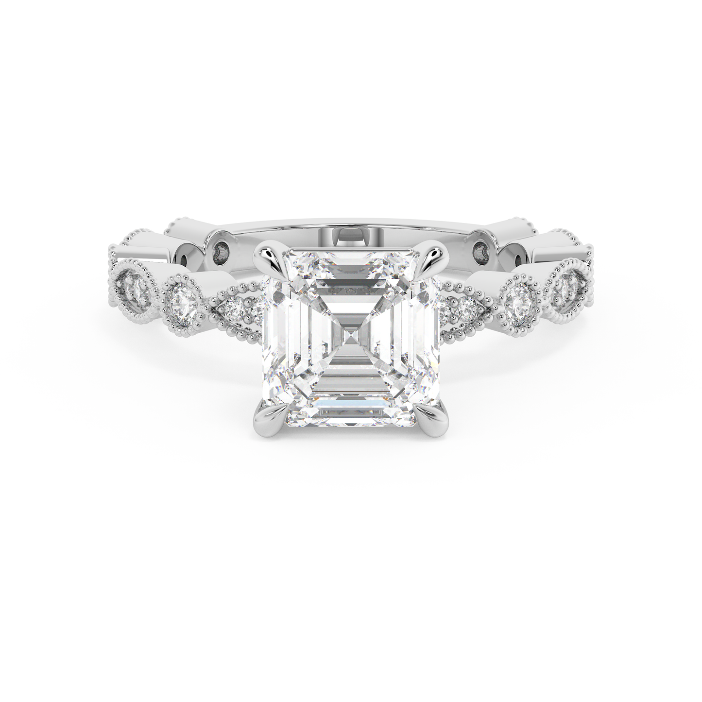 Emerald Solitaire Lab Grown Diamond Engagement Ring