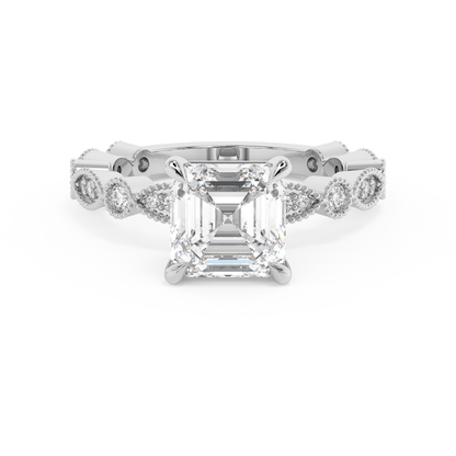 Emerald Solitaire Lab Grown Diamond Engagement Ring