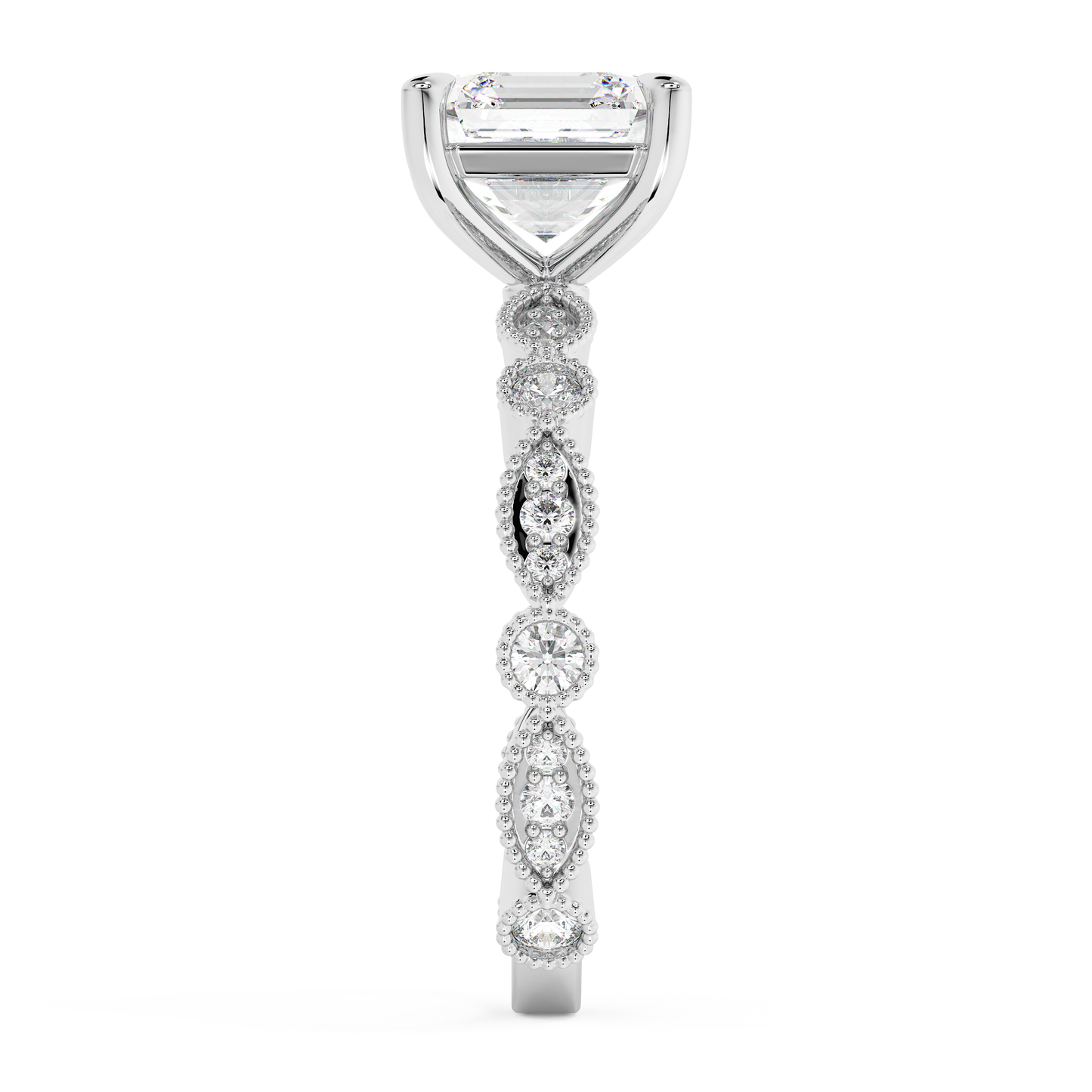 Emerald Solitaire Lab Grown Diamond Engagement Ring