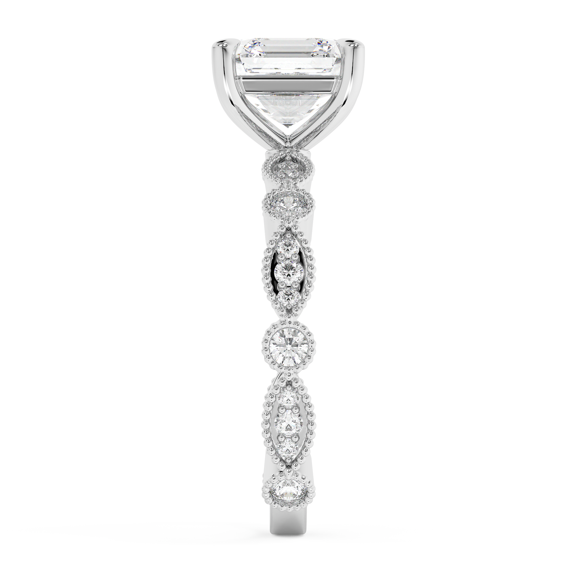 Emerald Solitaire Lab Grown Diamond Engagement Ring