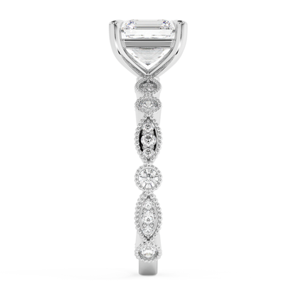 Emerald Solitaire Lab Grown Diamond Engagement Ring