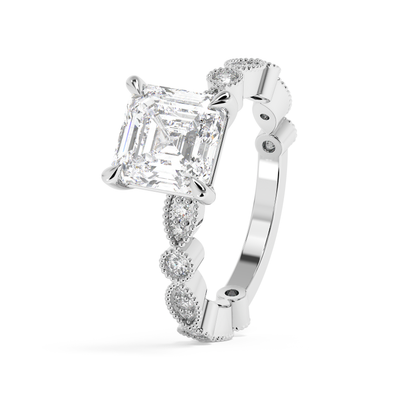 Emerald Solitaire Lab Grown Diamond Engagement Ring