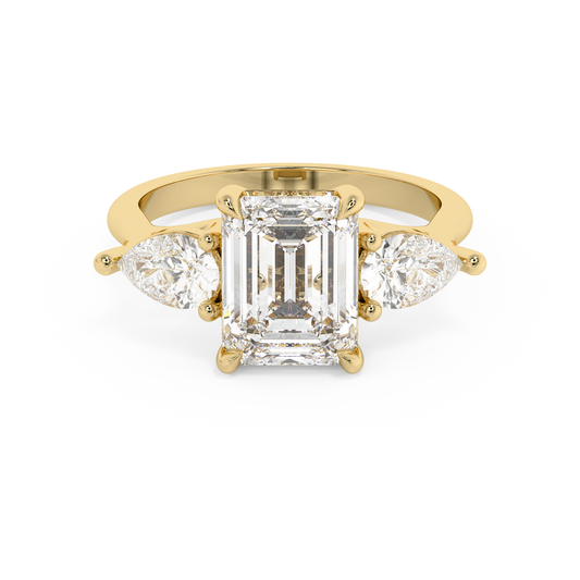 Emerald Solitaire Lab Grown Diamond Engagement Ring