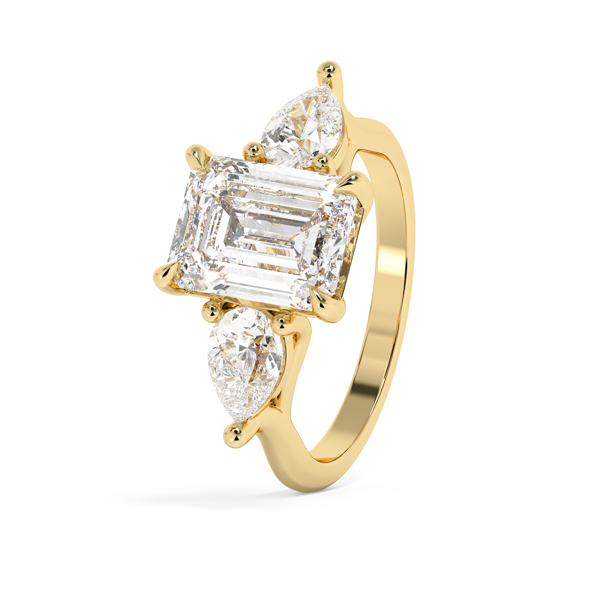 Emerald Solitaire Lab Grown Diamond Engagement Ring