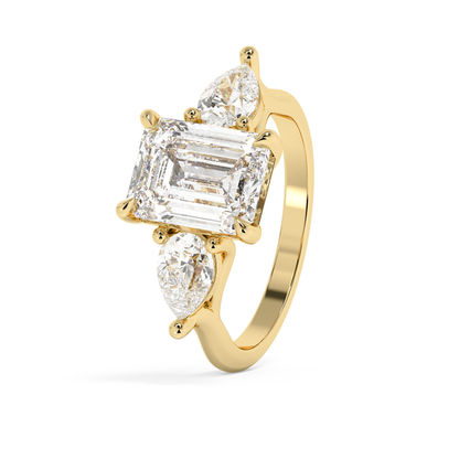 Emerald Solitaire Lab Grown Diamond Engagement Ring