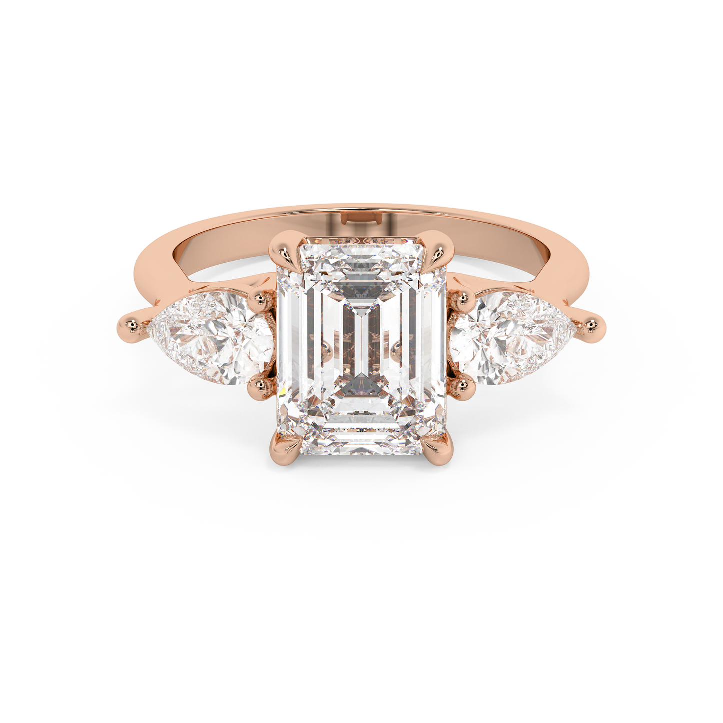 Emerald Solitaire Lab Grown Diamond Engagement Ring