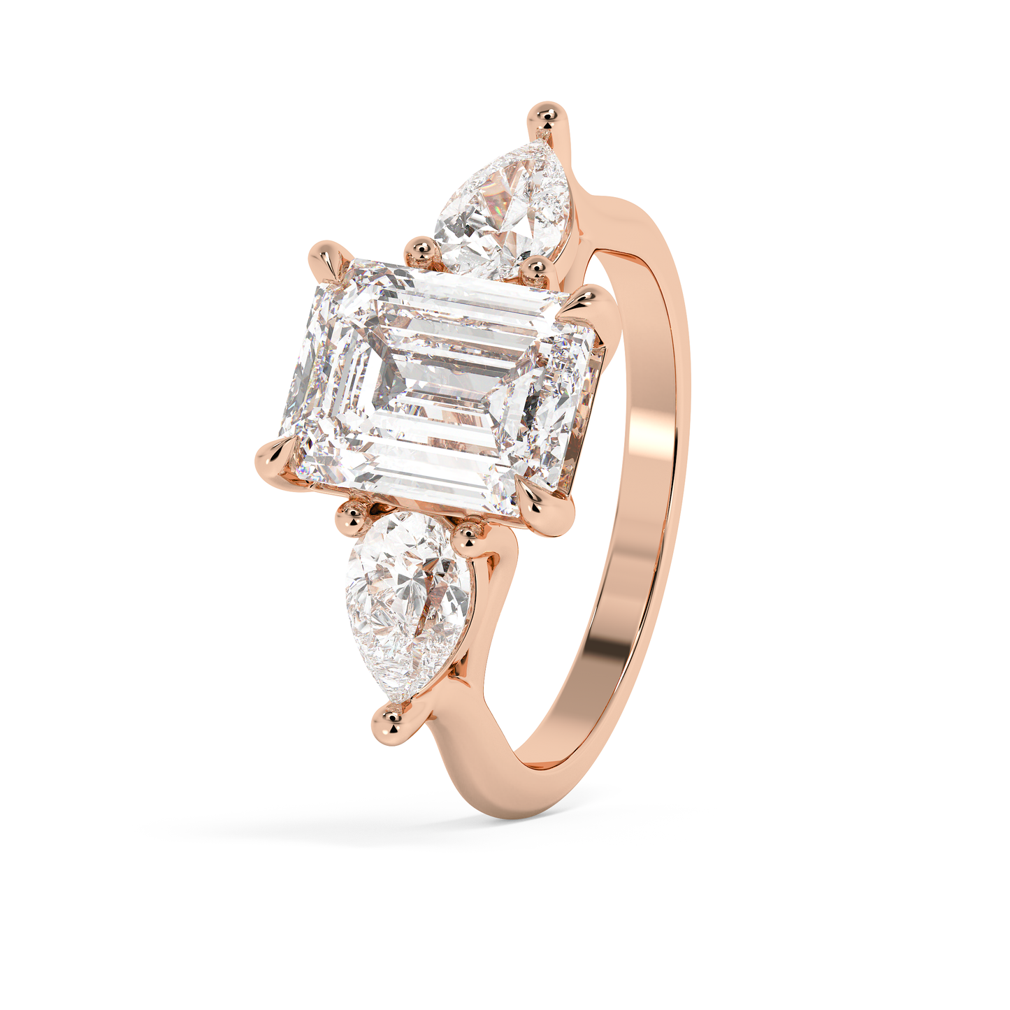 Emerald Solitaire Lab Grown Diamond Engagement Ring