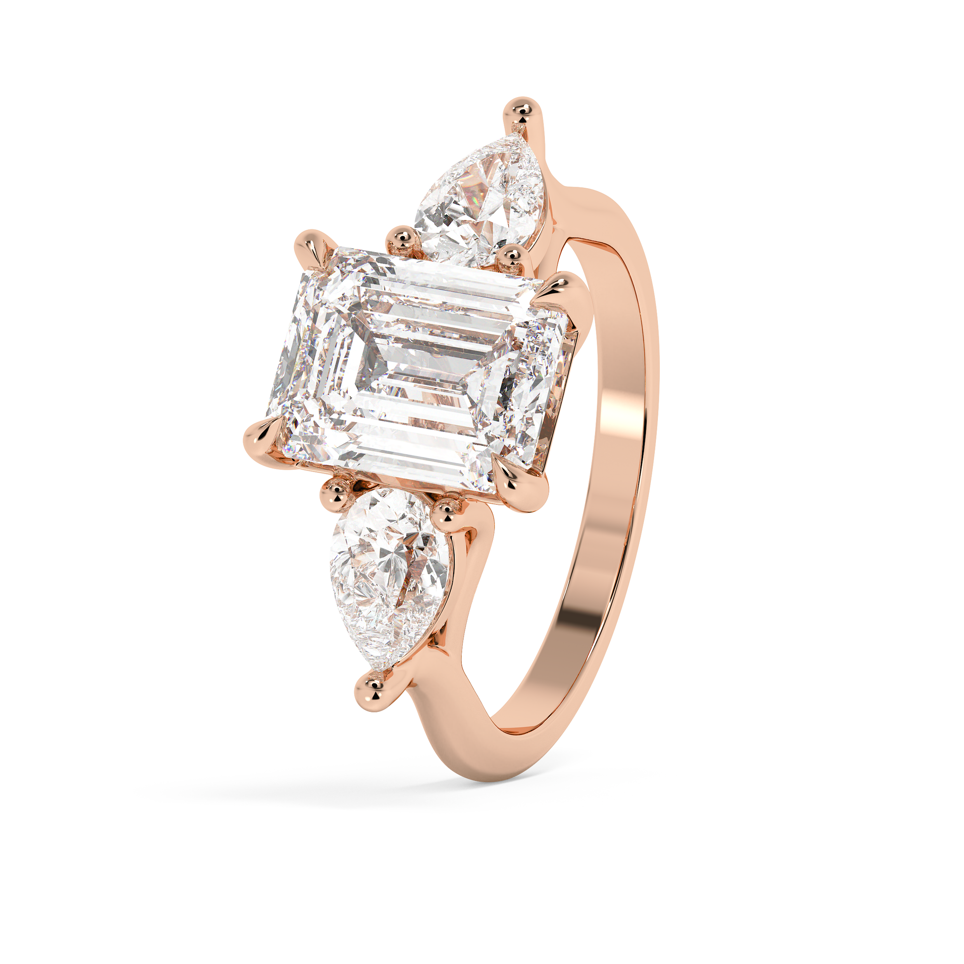 Emerald Solitaire Lab Grown Diamond Engagement Ring