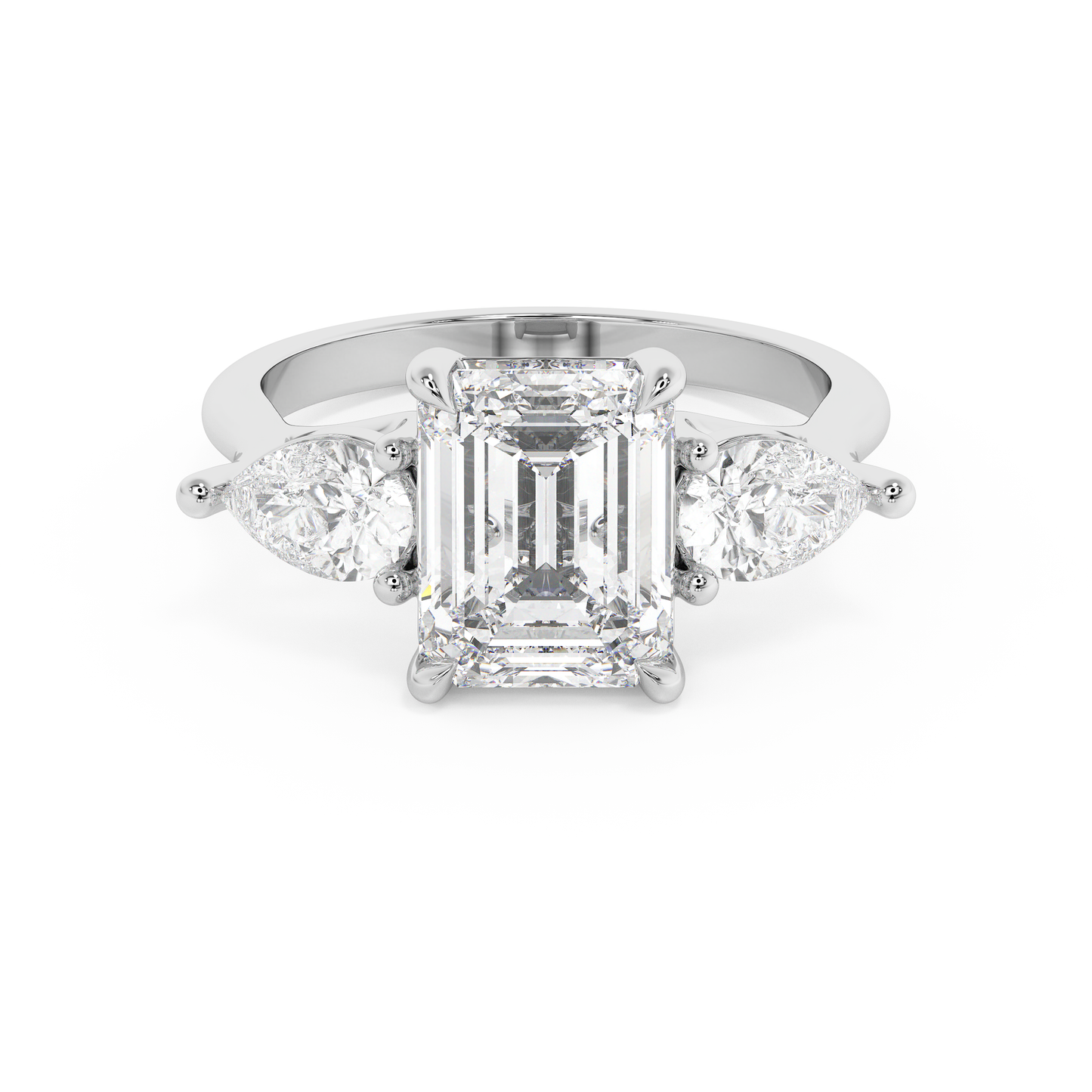 Emerald Solitaire Lab Grown Diamond Engagement Ring