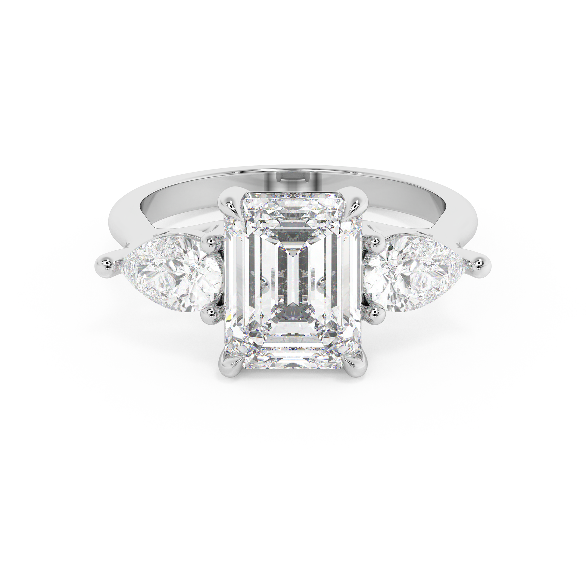 Emerald Solitaire Lab Grown Diamond Engagement Ring