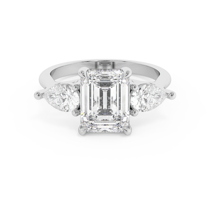 Emerald Solitaire Lab Grown Diamond Engagement Ring