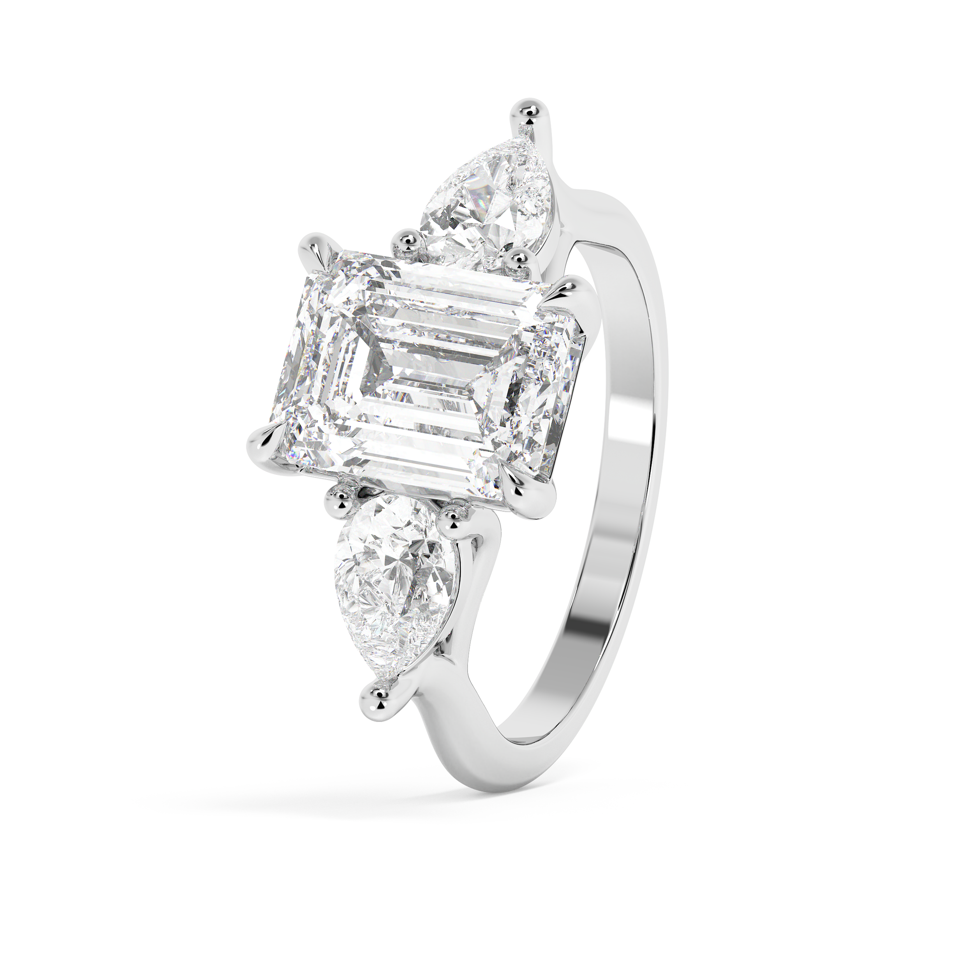 Emerald Solitaire Lab Grown Diamond Engagement Ring