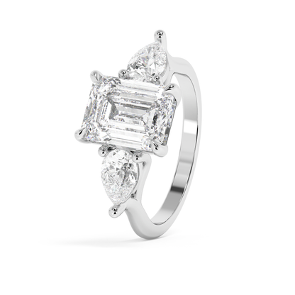Emerald Solitaire Lab Grown Diamond Engagement Ring