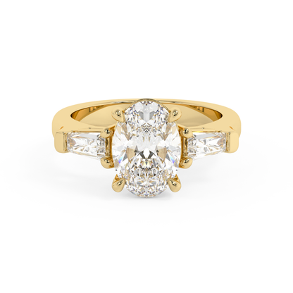 Emerald Solitaire Lab Grown Diamond Engagement Ring