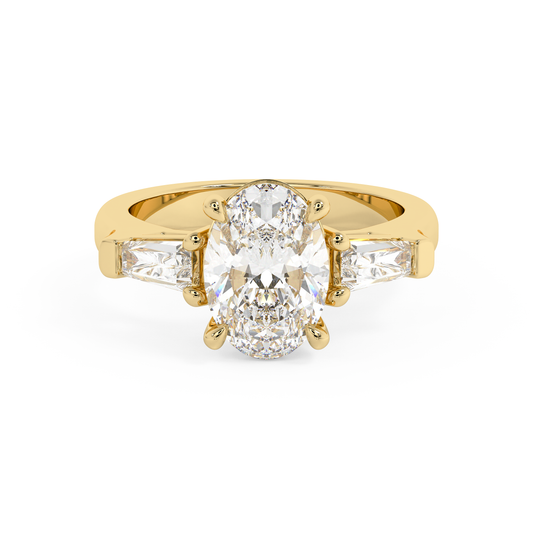 Emerald Solitaire Lab Grown Diamond Engagement Ring