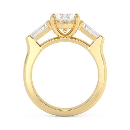 Emerald Solitaire Lab Grown Diamond Engagement Ring