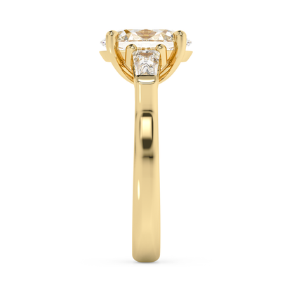 Emerald Solitaire Lab Grown Diamond Engagement Ring
