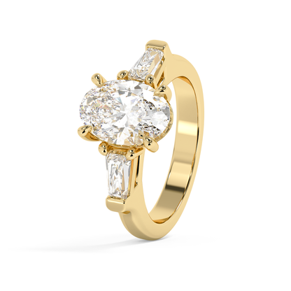 Emerald Solitaire Lab Grown Diamond Engagement Ring