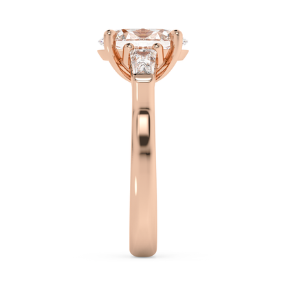 Emerald Solitaire Lab Grown Diamond Engagement Ring