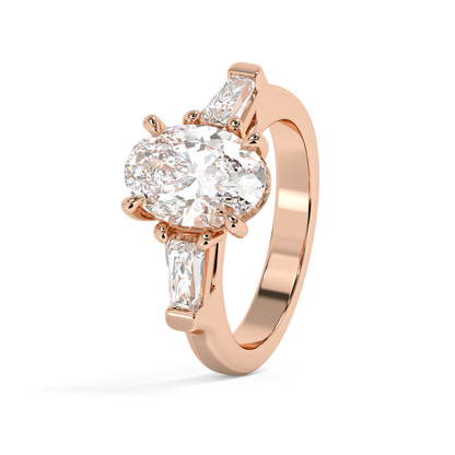 Emerald Solitaire Lab Grown Diamond Engagement Ring