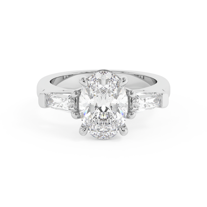 Emerald Solitaire Lab Grown Diamond Engagement Ring
