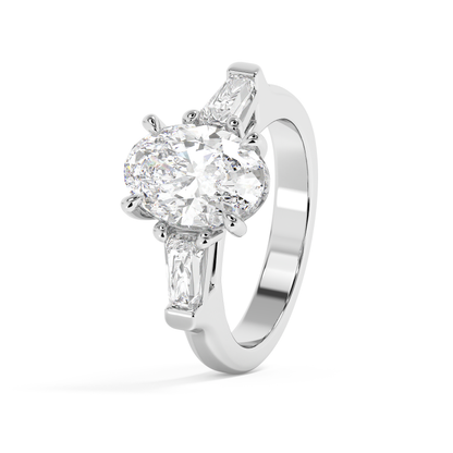 Emerald Solitaire Lab Grown Diamond Engagement Ring