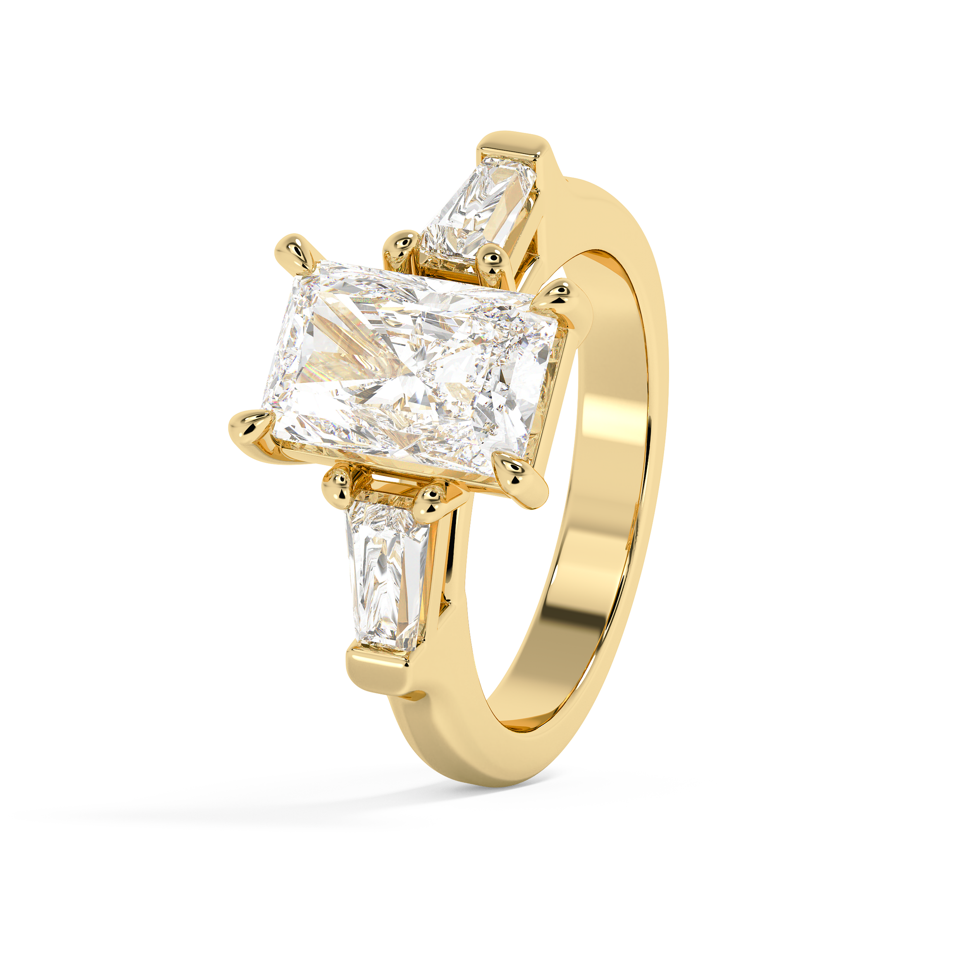 Emerald Solitaire Lab Grown Diamond Engagement Ring