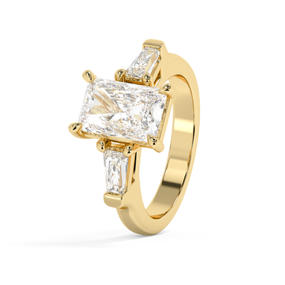 Emerald Solitaire Lab Grown Diamond Engagement Ring