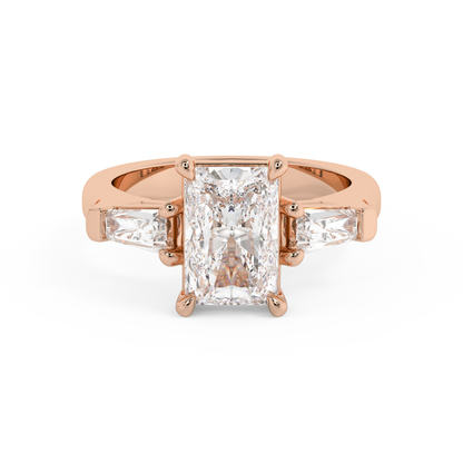 Emerald Solitaire Lab Grown Diamond Engagement Ring